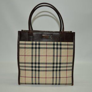 COPY - Burberry Nova Check Small Mini Tote Brown Leather